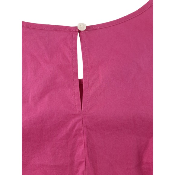J Crew Women's Pink Cotton Poplin 3/4 Ruffle Sleeve Shift Top Blouse Keyhole 6 - Picture 4 of 7